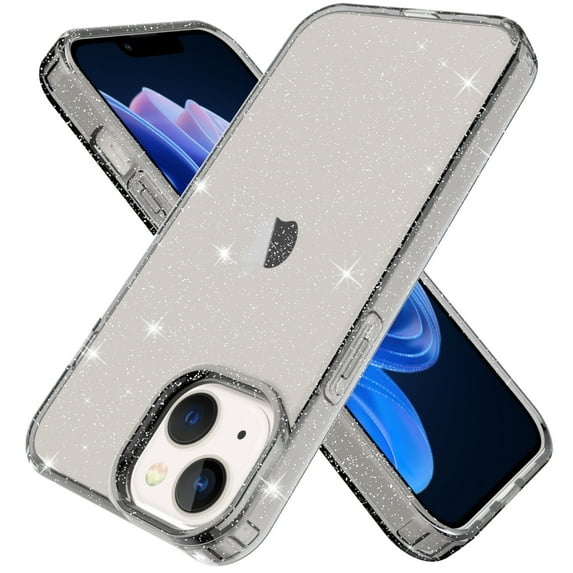 TECH CIRCLE iPhone 14 Case,Clear Glitter Soft TPU Shockproof Protective Bumper Cover Sparkle Bling Cute Slim Women Girls Phone Case for Apple iPhone 14 6.1 inch 2022,Black