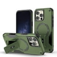 thumbnail image 1 of TECH CIRCLE for iPhone 14 Magnetic Armor Hybrid Case with Invisible Stand [Compatible with MagSafe] Military Grade Rugged Protection Heavy Duty Shockproof Case for Wamen Men,Armygreen, 1 of 7