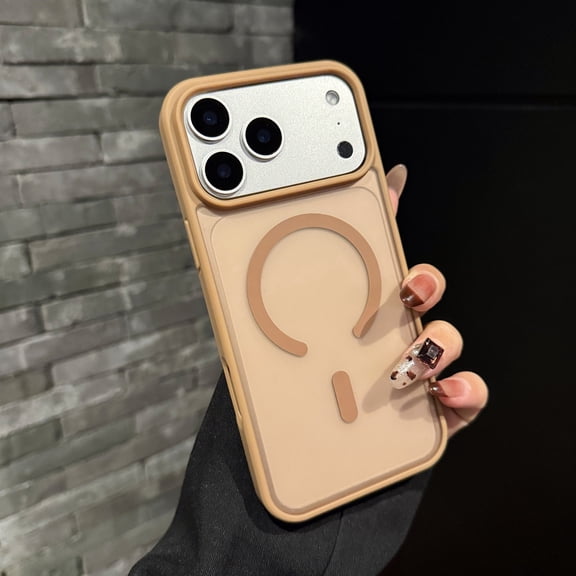 TECH CIRCLE For iPhone 14 Magnetic Transparent Matte Case Slim Anti-Scratch Shock-Absorbent Non-Slip PC+TPU Wireless Charging Drop Protection Cover,Desertgold
