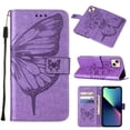 thumbnail image 1 of TECH CIRCLE for iPhone 14 Plus (6.7" 2022) Wallet Case, Embossed Butterfly PU Leather Credit Card Holder Slots Full Body Protection Kickstand Flip Folio Shockproof TPU Phone Cover,Lightpurple, 1 of 9