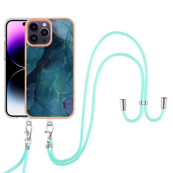 TECH CIRCLE For iPhone 14 Plus Case,Stylish Marble Pattern Soft Slim Thin TPU Girls Boys Women Men Case Shockproof Protective Phone Case with Strap for Apple iPhone 14 Plus 6.7" 2022,Green
