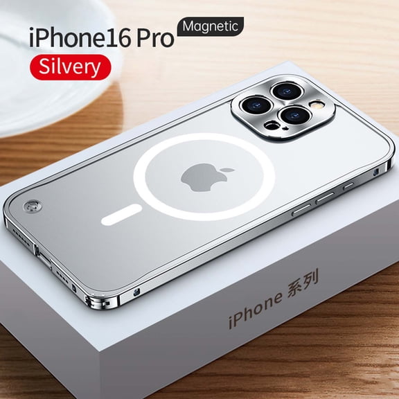 TECH CIRCLE for iPhone 14 Plus Magnetic Case,[Compatible with MagSafe] Slim Matte Translucent Aluminum Alloy Metal Frame,Military Drop&Camera Lens Protection Shockproof Cover,Silver