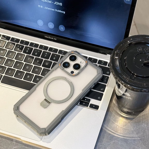 TECH CIRCLE for iPhone 14 Plus PC+TPU Magnetic Case, [Military Grade Drop Tested][Compatible with Mag Safe] [Built-in Stand] Oil-Repellent Coating Translucent Ultra-Slim Shockproof Cover,Gray