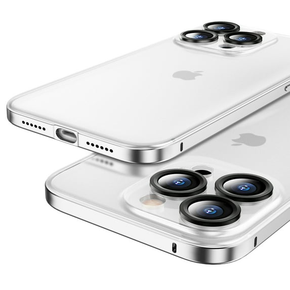 TECH CIRCLE for iPhone 14 Pro 6.1 Inch Slim Clear Case, Metal Plating Frame Frosted Clear Back All Inclusive Camera Lens Protection Shockproof Anti-Scratch Anti-Fingerprint Ultra-Thin Case,Sliver