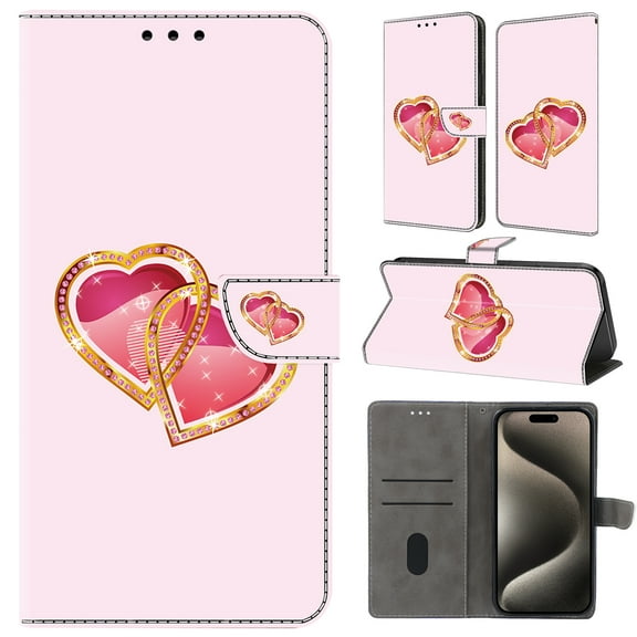 TECH CIRCLE For iPhone 14 Pro Case,Premium PU Leather Funny Pattern Flip Wallet Case Cover with Card Slots Kickstand Women Girls Case for Apple iPhone 14 Pro 6.1" 2022,Love