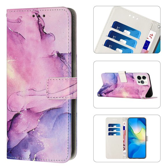 TECH CIRCLE for iPhone 14 Pro Max 6.7" 2022 Case, PU Leather Flip Wallet Case with Cart Slot Kickstand & Wrist Strap Shockproof Protective Case for iPhone 14 Pro Max Women Men, Purple