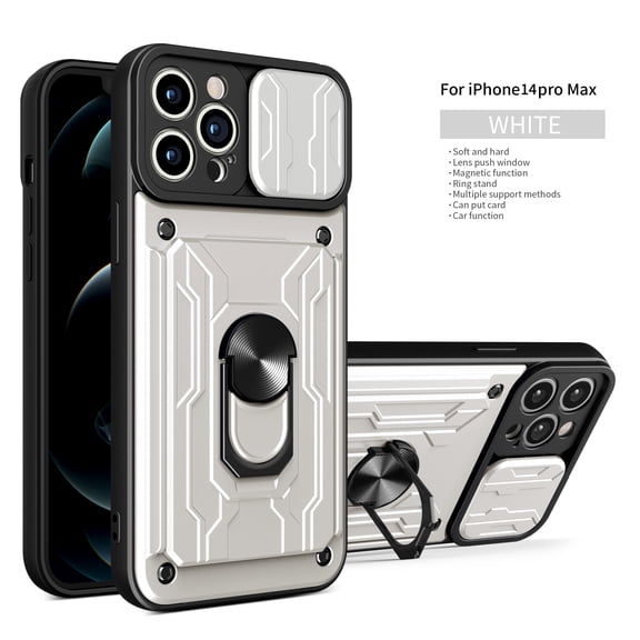TECH CIRCLE  iPhone 14 Pro Max Case, Heavy Duty Shockproof Full Body Protective Dual Layer Back Phone Cover Built in Finger Ring Stable Kickstand Case for Apple iPhone 14 Pro Max, White