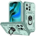 thumbnail image 1 of TECH CIRCLE iPhone 14 Pro Max Case, Slim Heavy Duty Rugged Hybird Shockproof Anti-Slip Magnetic Ring Stand Slide Len Protective Card Slot Case for iPhone 14 Pro Max 6.7 inch 2022,Mint+Mint, 1 of 11