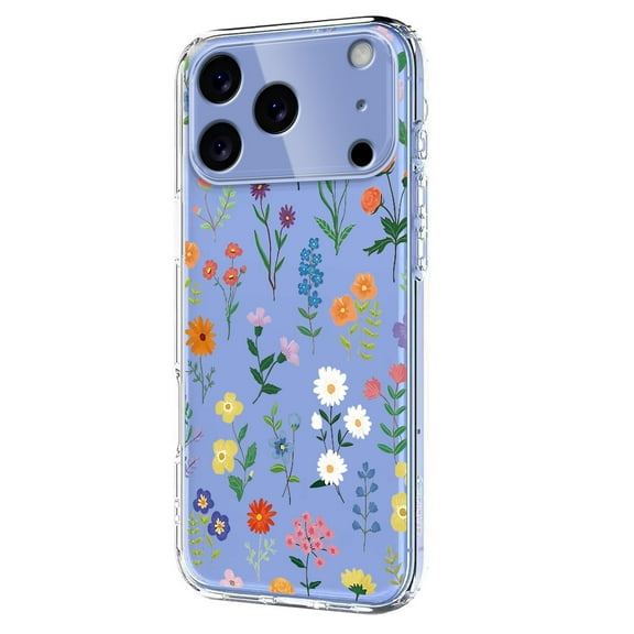TECH CIRCLE for iPhone 14 Pro Max Flexible TPU Case [6.6ft Military-Grade Drop Protection] [Anti Peel Off Tech] Clear Cute Butterfly Flower Floral Pattern TPU Bumper Slim Cover for Women Girls,B