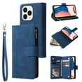 thumbnail image 1 of TECH CIRCLE iPhone 14 Pro Max Wallet Case, Classy PU Leather Zipper Purse Case Magnetic Buckle Folio Flip Cover Stand with Card Slots Wrist Strap for Apple iPhone 14 Pro Max 6.7 inch 2022, Blue, 1 of 10