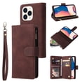 thumbnail image 1 of TECH CIRCLE iPhone 14 Pro Max Wallet Case, Classy PU Leather Zipper Purse Case Magnetic Buckle Folio Flip Cover Stand with Card Slots Wrist Strap for Apple iPhone 14 Pro Max 6.7 inch 2022, Coffee, 1 of 10