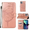 thumbnail image 1 of TECH CIRCLE for iPhone 14 Pro Max Wallet Case, Embossed Butterfly PU Leather Credit Card Holder Slots Full Body Protection Kickstand Flip Folio Shockproof TPU Phone Cover,Rosegold, 1 of 10