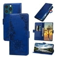 thumbnail image 1 of TECH CIRCLE For iPhone 14 Pro Max Wallet Case, Embossed Patterned Premium PU Leather [Kickstand] [Card Slots] [Wrist Strap] [6.7 inch] Phone Cover for iPhone 14 Pro Max, Darkblue, 1 of 8
