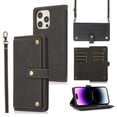thumbnail image 1 of TECH CIRCLE iPhone 14 Pro Max Wallet Case for Women, PU Leather Flip Cover with Card Holder Kickstand Feature Protective Case with Shoulder Strap Wrist Strap for iPhone 14 Pro Max 6.7 Inch, Black, 1 of 16