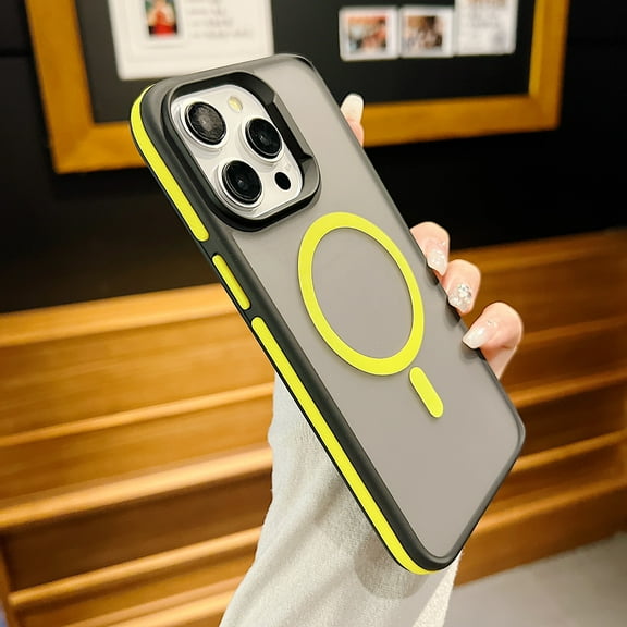 TECH CIRCLE for iPhone 14 Pro PC+TPU Bicolour Magnetic Case [Compatible with MagSafe Wireless Charging] Shockproof Translucent Hard Slim Non-Slip Heavy Duty Matte Anti-Fingerprint Cover,Yellow