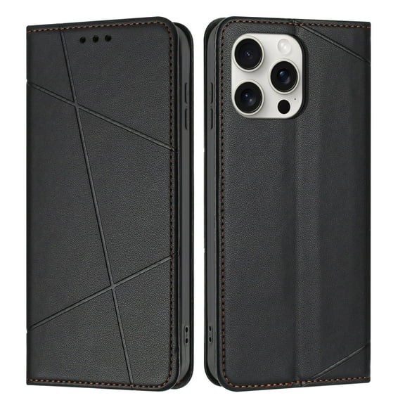 TECH CIRCLE for iPhone 14 Pro Retro PU Leather Wallet Case Cover Flip Stand Anti-Scratch Case TPU Flip Case Book Style with Cash & Credit Card Slots Holder Shockproof Cover,Black