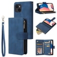 thumbnail image 1 of TECH CIRCLE iPhone 14 Pro Wallet Case, Classy PU Leather Zipper Purse Case Magnetic Buckle Folio Flip Cover Stand with Card Slots Wrist Strap for Apple iPhone 14 Pro 6.1 inch 2022, Blue, 1 of 9