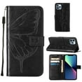 thumbnail image 1 of TECH CIRCLE for iPhone 14 Pro Wallet Case, Embossed Butterfly PU Leather Credit Card Holder Slots Full Body Protection Kickstand Flip Folio Shockproof TPU Phone Cover,Black, 1 of 10