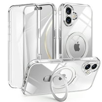 TECH CIRCLE for iPhone 14 Silicone Case with Magnetic Invisible Stand [Compatible with MagSafe] Built-in Screen Protector Drop ProtectionTranslucent Full Body Shockproof Cover,Clear