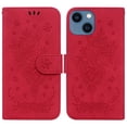 thumbnail image 1 of TECH CIRCLE iPhone 14 Wallet Case,Embossed Premium PU Leather Magnetic Handbag Pocket Card Slots with Wrist Strap Flip Kickstand Shockproof Case for iPhone 14 5G 6.1 inch 2022,Red, 1 of 8