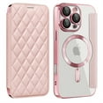 thumbnail image 1 of TECH CIRCLE for iPhone 15 Case 6.1" 2023, Clear Back Flip Wallet Phone Case with RFID Blocking Card Slots & Camara Lens Protector, Compatible with MagSafe, Magnetic Slim PU Leather Classic Case, Pink, 1 of 8