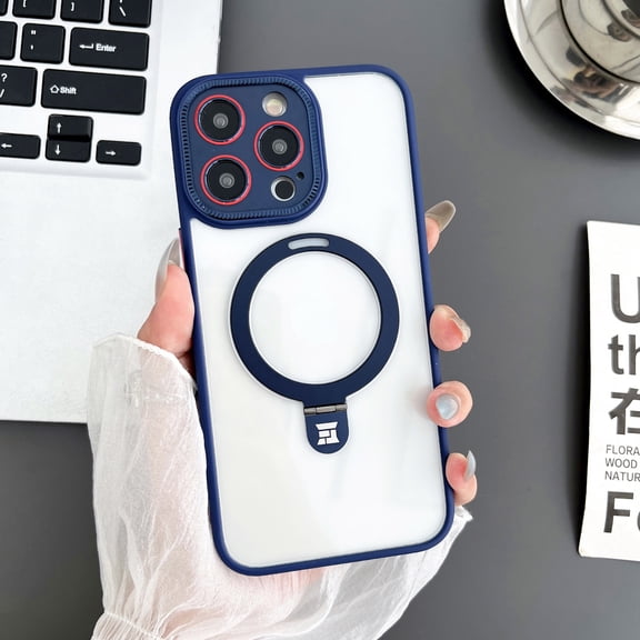 TECH CIRCLE For iPhone 15 Case with Magnetic Invisible Stand,[Military Drop Protection] [Compatible with MagSafe] Slim Translucent Shockproof Ring Holder Cover for iPhone 15 6.1" 2023,Royalblue