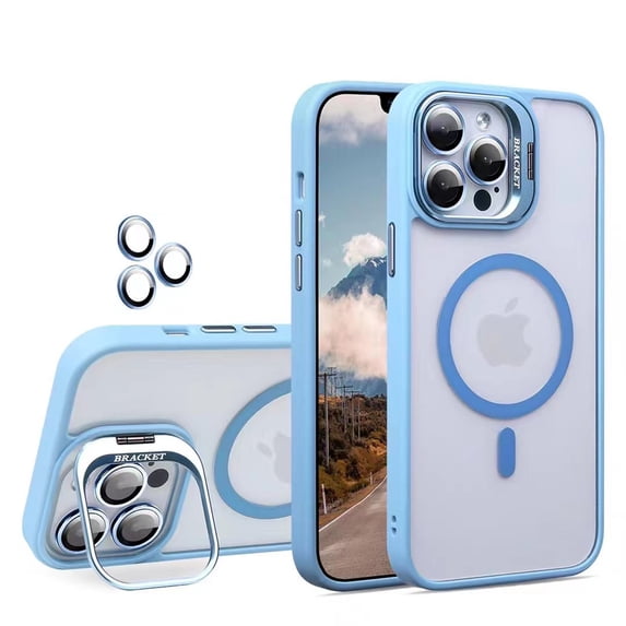 TECH CIRCLE for iPhone 15 Case, Military Grade Drop Protection Compatible with MagSafe Stash Stand Camera Lens Protector Magnetic Phone Case for Apple iPhone 15 6.1" 2023,Blue