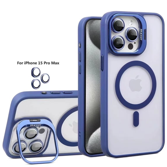 TECH CIRCLE for iPhone 15 Case, Military Grade Drop Protection Compatible with MagSafe Stash Stand Camera Lens Protector Magnetic Phone Case for Apple iPhone 15 6.1" 2023,Darkblue