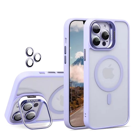 TECH CIRCLE for iPhone 15 Case, Military Grade Drop Protection Compatible with MagSafe Stash Stand Camera Lens Protector Magnetic Phone Case for Apple iPhone 15 6.1" 2023,Lightpurple