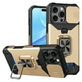 thumbnail image 1 of TECH CIRCLE for iPhone 15 Hybrid Rugged Case with Slide Camera Cover, Military Drop Protection Cover with Ring Stand & Card Holder, Shockproof Magnetic Drop Protective Cover,Gold, 1 of 7