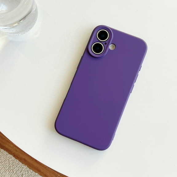 TECH CIRCLE for iPhone 15 Liquid Silicone Case, Minimalist Slim Soft Rubber Gel Solid Color Matte TPU Cute Case,Anti-Scratch Shockproof Girly Plain Aesthetic Design & Camera Cover,Darkpurple