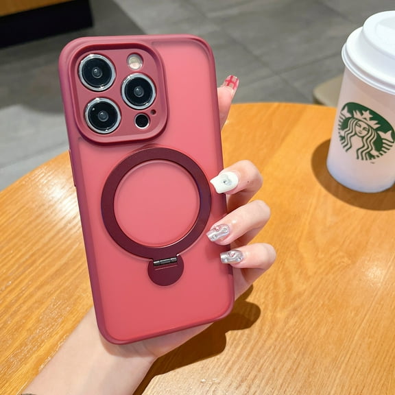 TECH CIRCLE For iPhone 15 Plus Case with Magnetic Invisible Stand,[Military Drop Protection] [Compatible with MagSafe] Slim Translucent Shockproof Ring Holder Cover for iPhone 15 Plus 6.7" 2023,Red