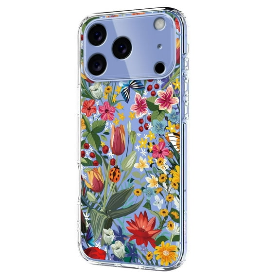 TECH CIRCLE for iPhone 15 Plus Flexible TPU Case [6.6ft Military-Grade Drop Protection] [Anti Peel Off Tech] Clear Cute Butterfly Flower Floral Pattern TPU Bumper Slim Cover for Women Girls,D