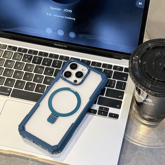 TECH CIRCLE for iPhone 15 Plus PC+TPU Magnetic Case, [Military Grade Drop Tested][Compatible with Mag Safe] [Built-in Stand] Oil-Repellent Coating Translucent Ultra-Slim Shockproof Cover,Blue