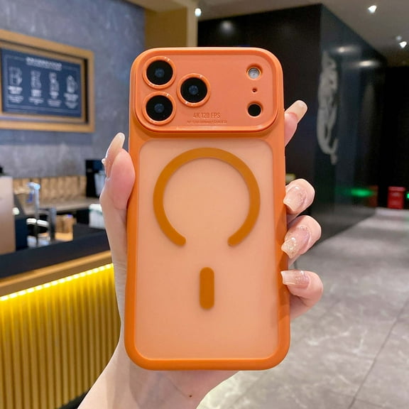 TECH CIRCLE for iPhone 15 Pro Magnetic Translucent Matte Case, [Compatible with Magsafe Wireless Charging] [Full Camera Protection] Shockproof Lightweight Anti-Scratch Protective Cover,Orange