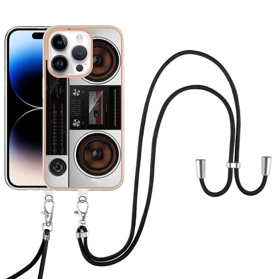 TECH CIRCLE For iPhone 15 Pro Max Case,Stylish Pattern Soft Slim Thin Silicone TPU Girls Boys Women Men Case Shockproof Protective Phone Case with Strap for Apple iPhone 15 Pro Max 6.7" 2023,Radio