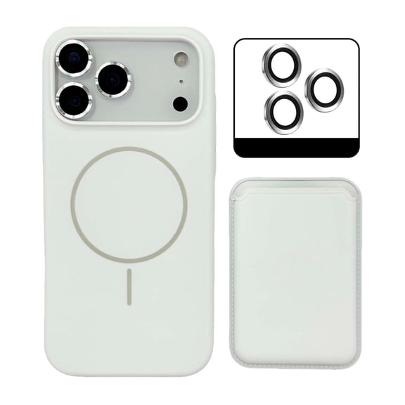 TECH CIRCLE for iPhone 15 Pro Max PC+TPU Strong Magnetic Case (Compatible with MagSafe) with Detachable Wallet & Card Holder for 1-2 Cards [RFID Blocking] Slim Camera Lens Protector,White
