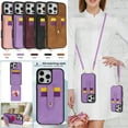 thumbnail image 1 of TECH CIRCLE for iPhone 15 Pro Max Wallet Case 6.7" 2023, PU Leather Back Cover Case with Stand Function, Built-in Card Slots & Mirror, Portable Lightweight Case with Shoulder Strap & Lanyard, Purple, 1 of 10
