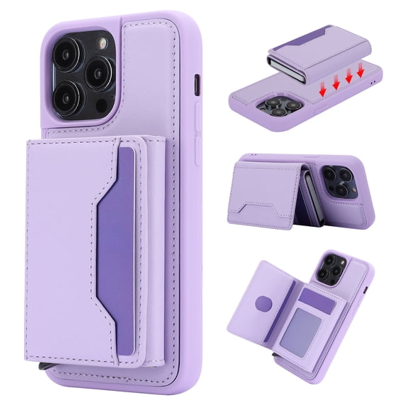 TECH CIRCLE For iPhone 15 Pro Max Wallet Case,PU Leather Detachable Magnetic Case with Credit Card Holder for Women Men Protective Stand Phone Cover for Apple iPhone 15 Pro Max 6.7" 2023,Purple