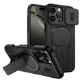thumbnail image 1 of TECH CIRCLE For iPhone 15 Pro PC+TPU Case with Sliding Camera Cover, Magnetic Wireless Charging, Adjustable Kickstand, Rugged Anti-Scratch Shockproof Heavy Duty Cover,Black, 1 of 10