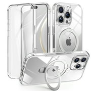 TECH CIRCLE for iPhone 15 Pro Silicone Case with Magnetic Invisible Stand [Compatible with MagSafe] Built-in Screen Protector Drop ProtectionTranslucent Full Body Shockproof Cover,Clear