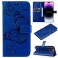 thumbnail image 1 of TECH CIRCLE For iPhone 15 Pro Wallet Case,Butterfly Embossed PU Leather Flip case Cover Stand Feature with Wrist Strap and Card Holder Protective Phone Case for Apple iPhone 15 Pro 6.1" 2023,Blue, 1 of 1