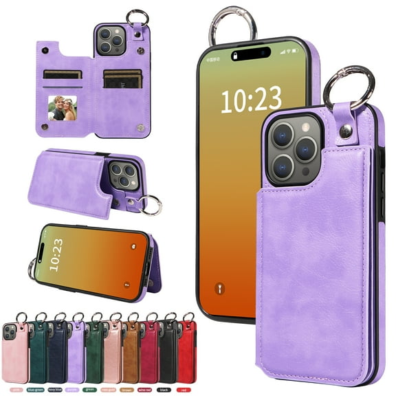 TECH CIRCLE For iPhone 15 Pro Wallet Case with Card Holder, PU Leather Kickstand Finger Grip Ring Shockproof Women Men Magnetic Protective Wallet Cover for Apple iPhone 15 Pro 6.1" 2023,Purple