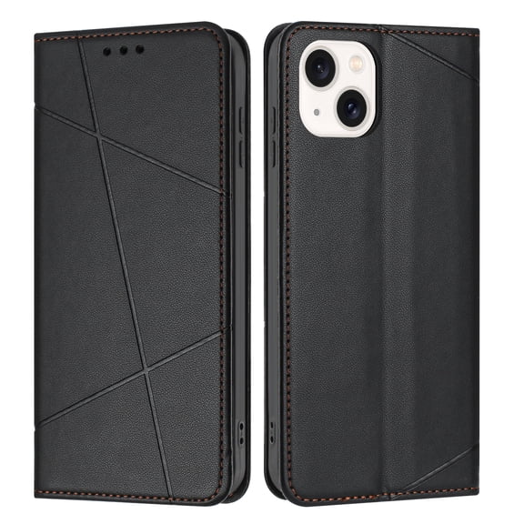 TECH CIRCLE for iPhone 15 Retro PU Leather Wallet Case Cover Flip Stand Anti-Scratch Case TPU Flip Case Book Style with Cash & Credit Card Slots Holder Shockproof Cover,Black