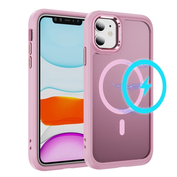 TECH CIRCLE For iPhone 15 Translucent Back Case 6.1" 2023 Model, Compatible with MagSafe and Magnetic Accessories, Slim Fits and Lightweight Case, Shockproof Protective Cute Phone Cover, Pink