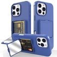 thumbnail image 1 of TECH CIRCLE for iPhone 16 (2024 Release) 6.1" Rugged Plastic Case with Built-in Mirror/Card Holder Slot, Slim Fit Lightweight Shockproof Wallet Phone Cover for Women Men, Blue, 1 of 7