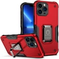 thumbnail image 1 of TECH CIRCLE iPhone 16 Case 2024, Heavy Duty Shockproof Full Body Protective Phone Cover Dual Layer Drop Hard PC Back Case Built in Ring Kickstand Case Support Magnetic Car Mount,Red, 1 of 8