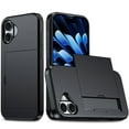 thumbnail image 1 of TECH CIRCLE for iPhone 16 Case 6.1 Inch (2024 Release), Hard Plastic Shell Back Cover Case with Hidden Sliding Card Holder, Slim Fit Thin Lightweight, Protective Solid Color Case, Black, 1 of 8