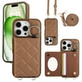 thumbnail image 1 of TECH CIRCLE for iPhone 16 Case, Quilted PU Leather Double Magnetic Clasp Shockproof Cover with Card Holder Shoulder Strap Mirror Ring Stand Flip Wallet Case for iPhone 16 6.1",Brown, 1 of 6