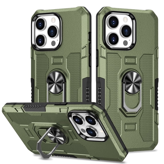 TECH CIRCLE for iPhone 16 Case with Stand Ring Holder, Camera Protection Shockproof Protective Bumper Durable Hybrid Case Cover Support Car Mount Holder for iPhone 16 2024,Green